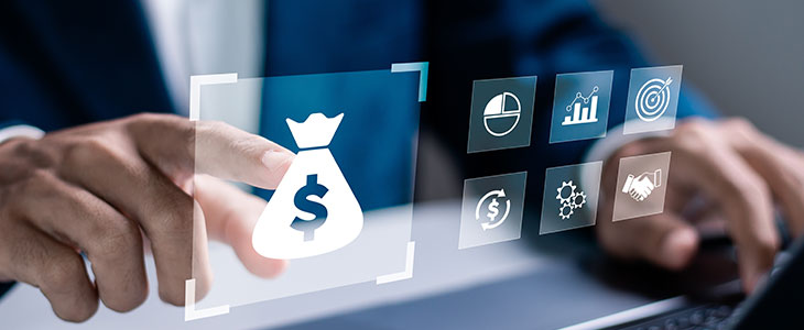 A person's hands are hovering over a laptop, with holographic images, Represent Digital Assets Into Your Florida Estate Plan.