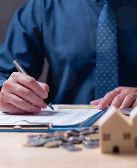 Estate planning lawyer reviewing legal documents for probate case